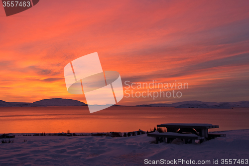 Image of Sunrise at Valley Haukadalur, Iceland