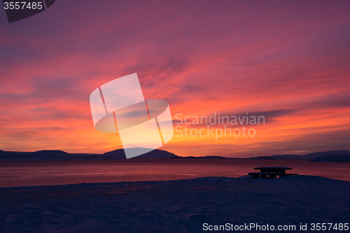 Image of Sunrise at Valley Haukadalur, Iceland