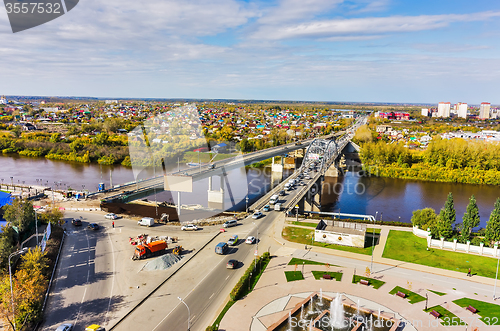 Image of Old bridge and construction new one. Tyumen.Russia