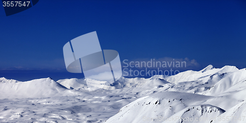 Image of Panoramic view on snowy plateau at nice day