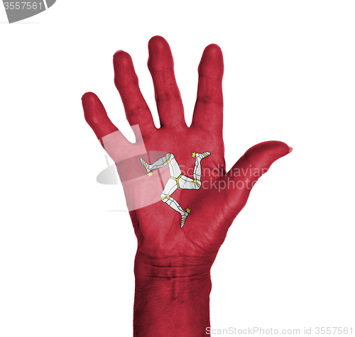 Image of Palm of a woman hand, painted with flag