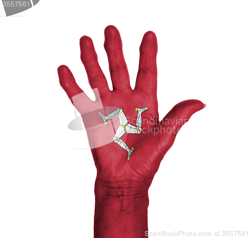 Image of Palm of a woman hand, painted with flag