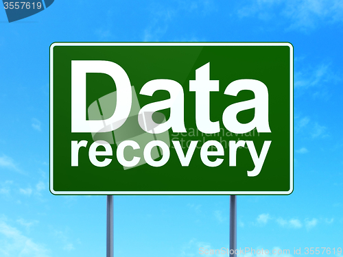 Image of Data concept: Data Recovery on road sign background