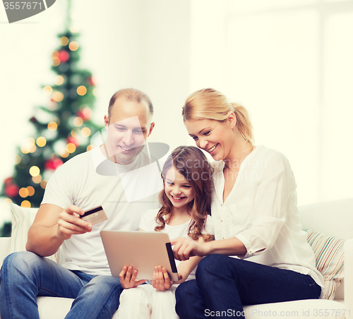Image of happy family with tablet pc computers