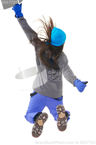 Image of Winter woman jumping