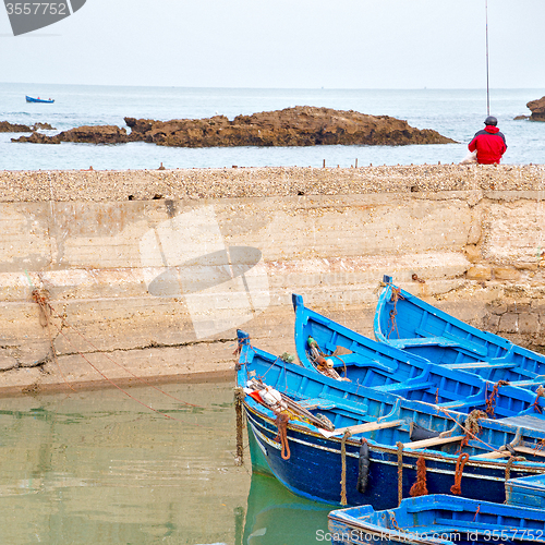 Image of boat   in africa morocco  old harbor wood    and  abstract pier