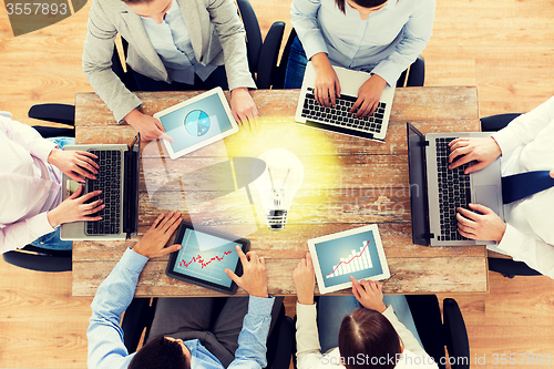 Image of business team with laptop and tablet pc