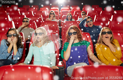 Image of friends watching horror movie in 3d theater