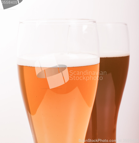 Image of Retro looking Two glasses of German beer