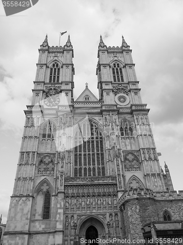 Image of Black and white Westminster Abbey in London