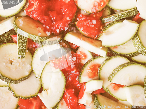 Image of Retro looking Zucchini with tomato