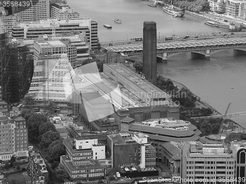 Image of Black and white Aerial view of London