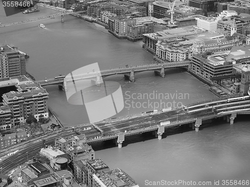 Image of Black and white Aerial view of London