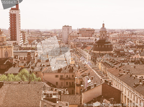 Image of Retro looking Aerial view of Turin