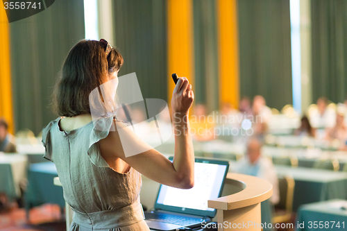 Image of Speaker at Business Conference and Presentation.