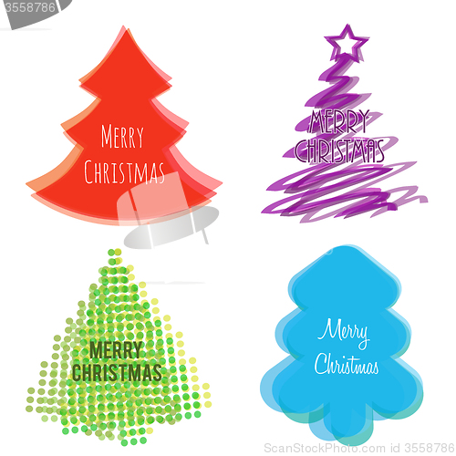 Image of Christmas tree set flat style 