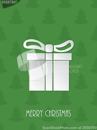 Image of Christmas greeting with white giftbox 