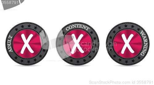 Image of Pink black adult content badge set