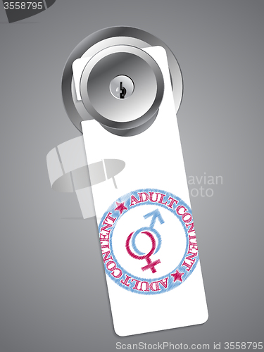 Image of Door hanger with adult warning seal 