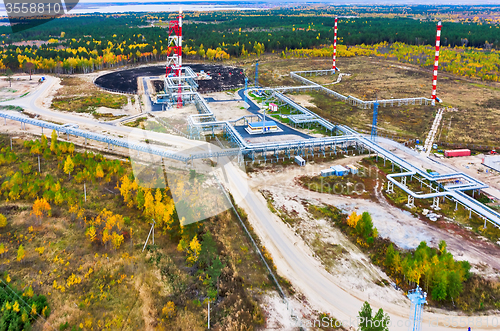 Image of Torches for burning of associated gas of oil plant