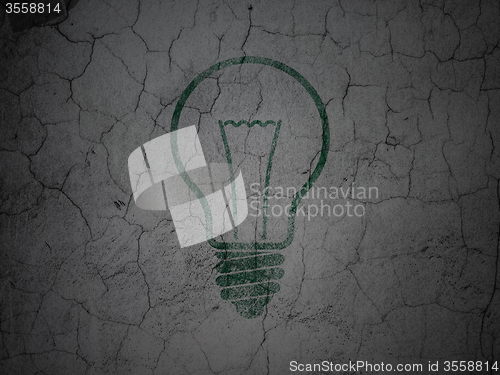 Image of Finance concept: Light Bulb on grunge wall background