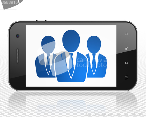 Image of Law concept: Smartphone with Business People on display