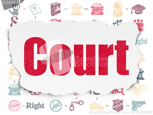 Image of Law concept: Court on Torn Paper background