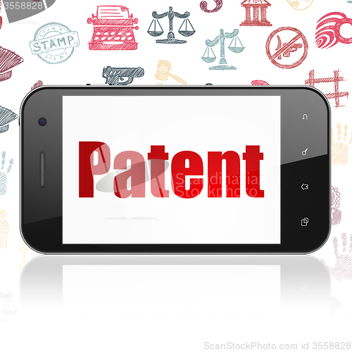 Image of Law concept: Smartphone with Patent on display