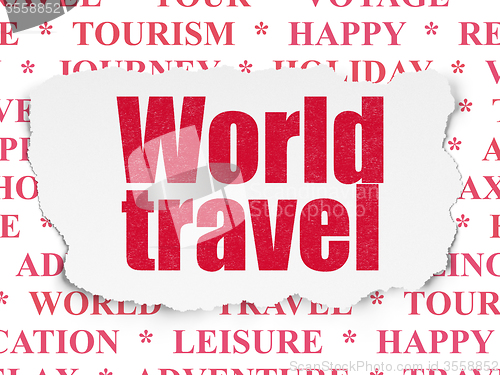 Image of Travel concept: World Travel on Torn Paper background