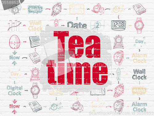 Image of Timeline concept: Tea Time on wall background