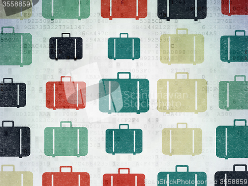 Image of Vacation concept: Bag icons on Digital Paper background