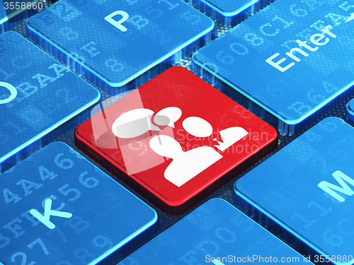 Image of Finance concept: Business Meeting on computer keyboard background
