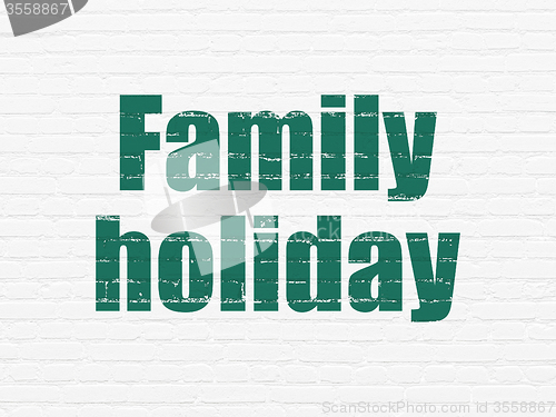 Image of Vacation concept: Family Holiday on wall background