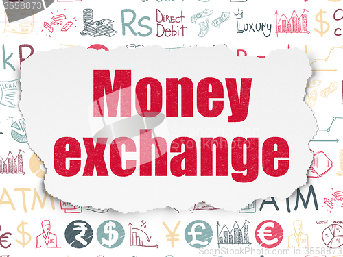 Image of Currency concept: Money Exchange on Torn Paper background
