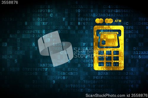 Image of Currency concept: ATM Machine on digital background