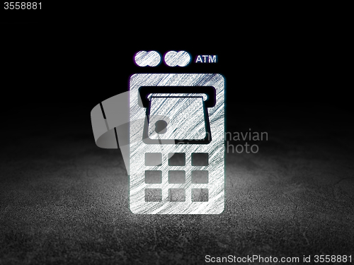 Image of Banking concept: ATM Machine in grunge dark room