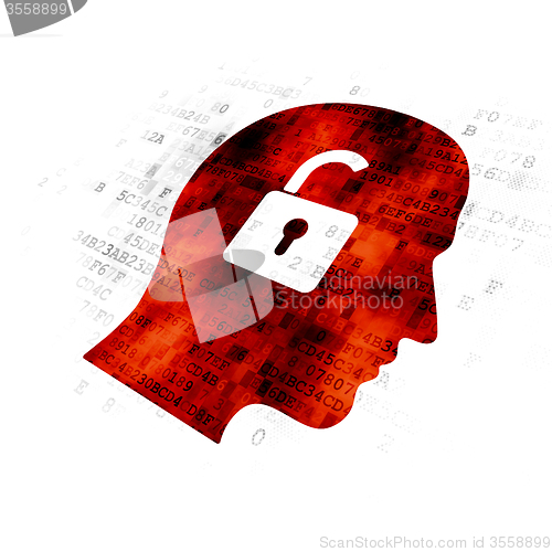 Image of Finance concept: Head With Padlock on Digital background