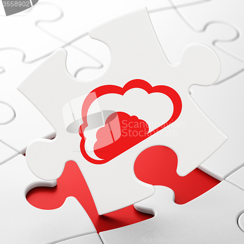 Image of Cloud technology concept: Cloud on puzzle background