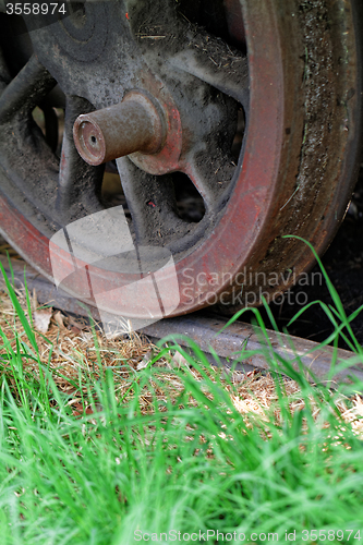 Image of Old locomotive wheel