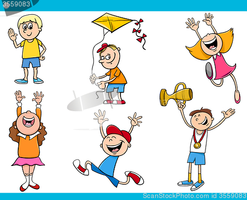 Image of children characters cartoon set