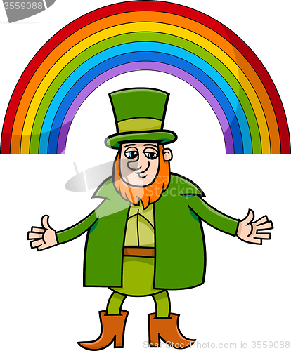 Image of leprechaun and rainbow cartoon