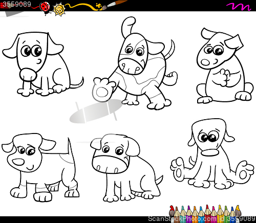 Image of dogs set cartoon coloring page