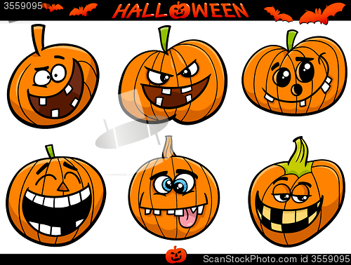 Image of halloween pumpkins cartoon set