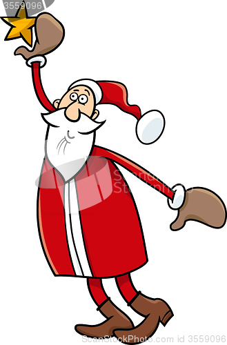 Image of santa and christmas star cartoon