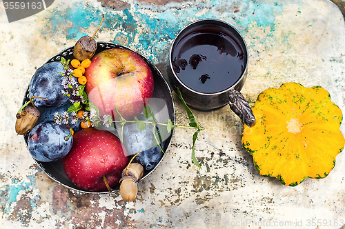 Image of Autumn still life with tea