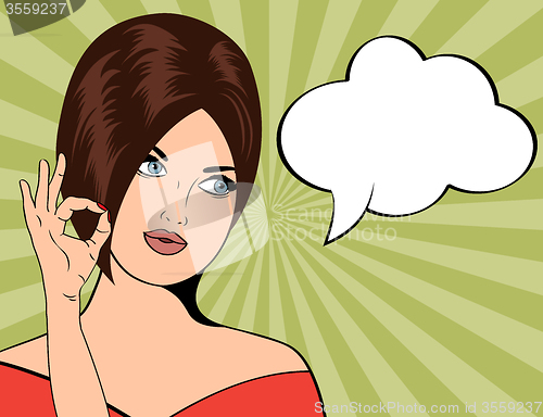 Image of Pop Art illustration of woman with the speech bubble