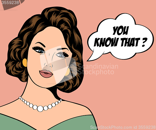 Image of Pop Art illustration of woman with the speech bubble