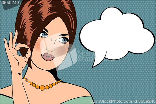 Image of Pop Art illustration of woman with the speech bubble