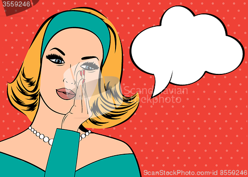 Image of Pop Art illustration of woman with the speech bubble