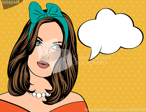 Image of Pop Art illustration of woman with the speech bubble